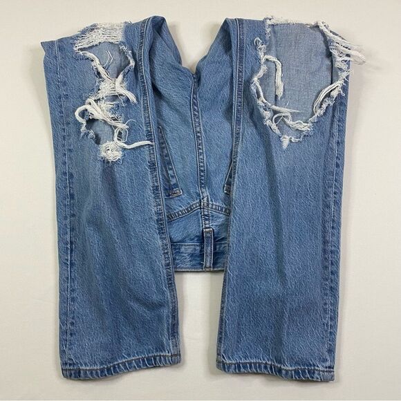 Aeropostale 90's Baggy Jeans Women's 000 Distressed Light Denim‎ High Waist Y2K - Picture 8 of 11